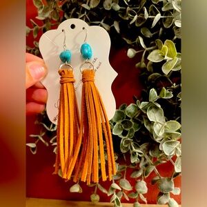 Boho Tassel Earrings with Turquoise Beads